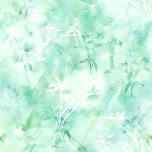 数码印花 夏日清新淡绿花卉