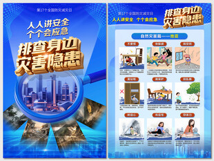 全国防灾减灾日地震逃生海报