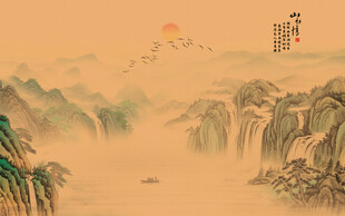 新中式水墨古风背景壁纸壁画
