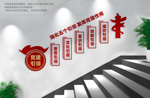 五个引领党建楼梯文化墙