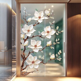玉兰花玻璃门装饰艺术