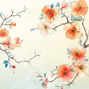 中式手绘花卉优雅装饰图