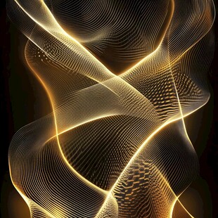 金色流光波纹抽象艺术图