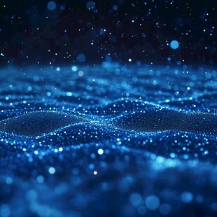 梦幻蓝色粒子海洋背景图