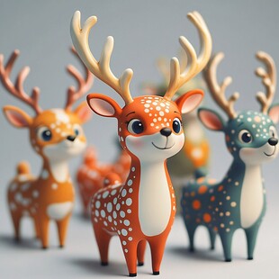 可爱卡通小鹿摆件展示