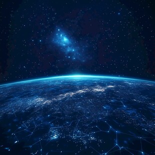 璀璨星空下的地球夜景