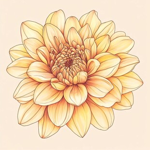 手绘黄色大丽花花卉插画