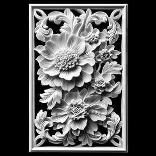 立体花卉浮雕装饰图案