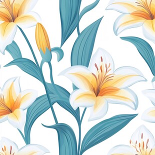 清新百合花植物图案设计