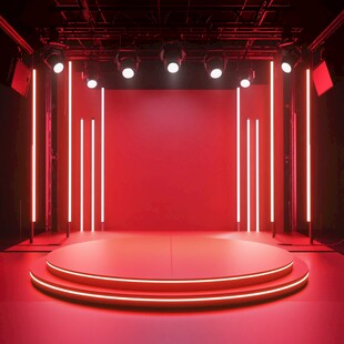 红色炫酷舞台灯光展示空间