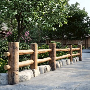 园林木栅栏景观