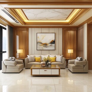 现代中式风格温馨客厅空间