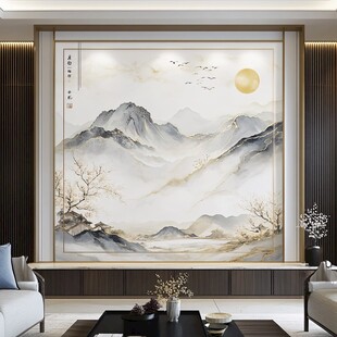 中式山水客厅壁画装饰画