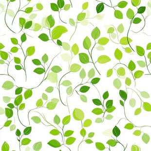 清新绿叶无缝植物图案