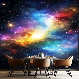 梦幻星空主题餐厅背景墙