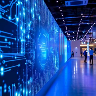 科技展厅的数字艺术墙面