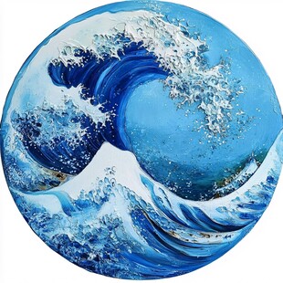 圆形海浪艺术画作