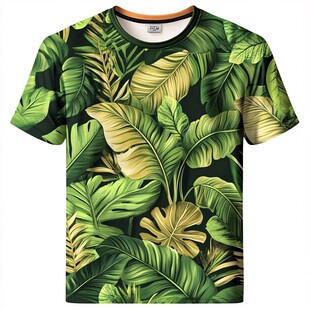 热带植物印花短袖T恤