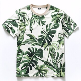 热带植物印花短袖T恤