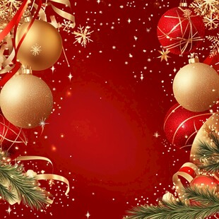 红色圣诞装饰背景图