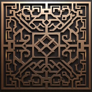 中式金属镂空几何装饰图案