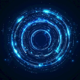 科技感蓝色数据环形光效图
