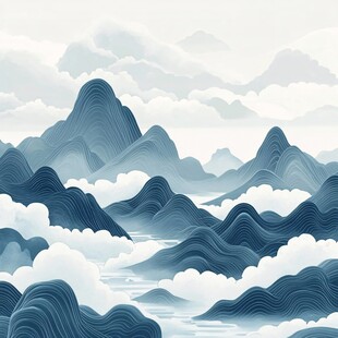 水墨山川云海梦幻图景
