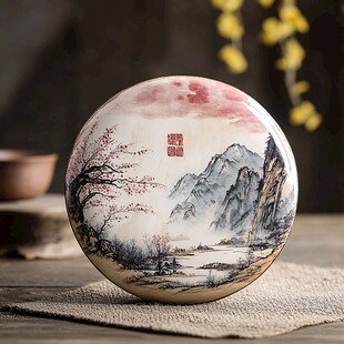 中式山水图案陶瓷圆器