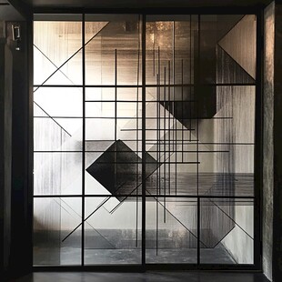 几何线条艺术玻璃隔断