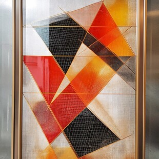 几何色块拼接艺术装饰画