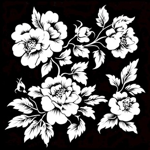 黑白花卉图案设计元素