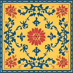 中式传统花卉几何纹装饰图案