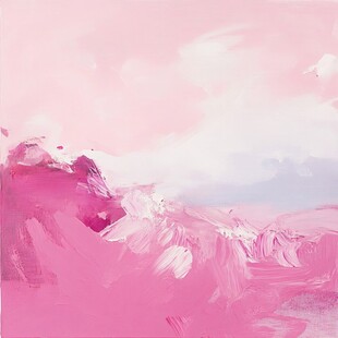 梦幻粉色抽象山水风景图