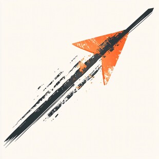 橙色箭头涂鸦风格插画