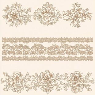 复古花卉蕾丝装饰图案