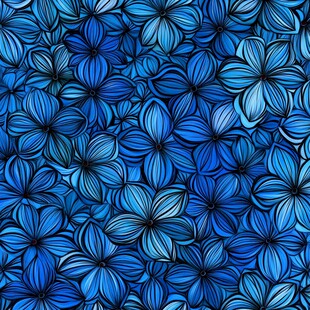 蓝色花卉无缝图案背景