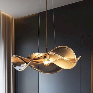金色波浪形创意悬挂吊灯