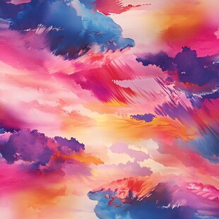 梦幻绚丽云彩水彩艺术图