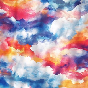 梦幻水彩云朵背景图