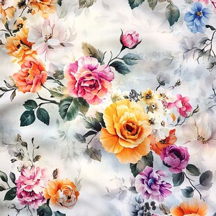 多彩花卉图案布料纹理