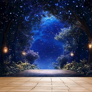 梦幻星空下的林间幽静小径