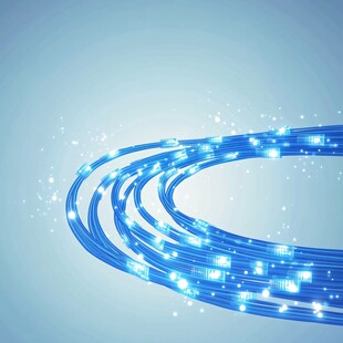 蓝色光带曲线科技背景图