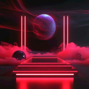 梦幻红紫未来感科技场景