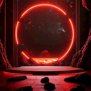 红色科幻宇宙舞台场景