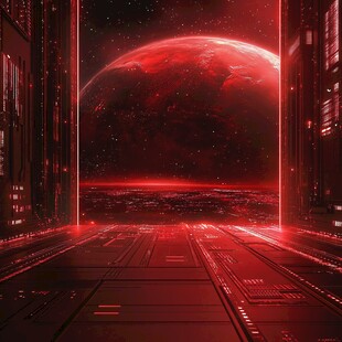 红色科幻宇宙空间场景