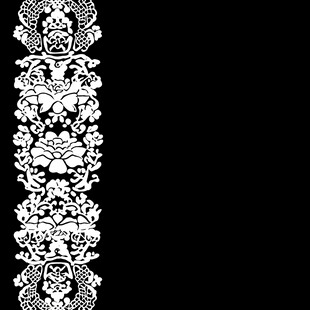 中式黑白花卉纹花边图案