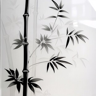 水墨风竹枝图