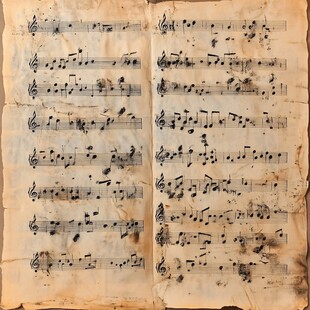 古老泛黄的音乐乐谱