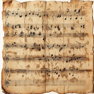 古老破损的音乐乐谱