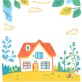 田园小屋插画 清新自然风